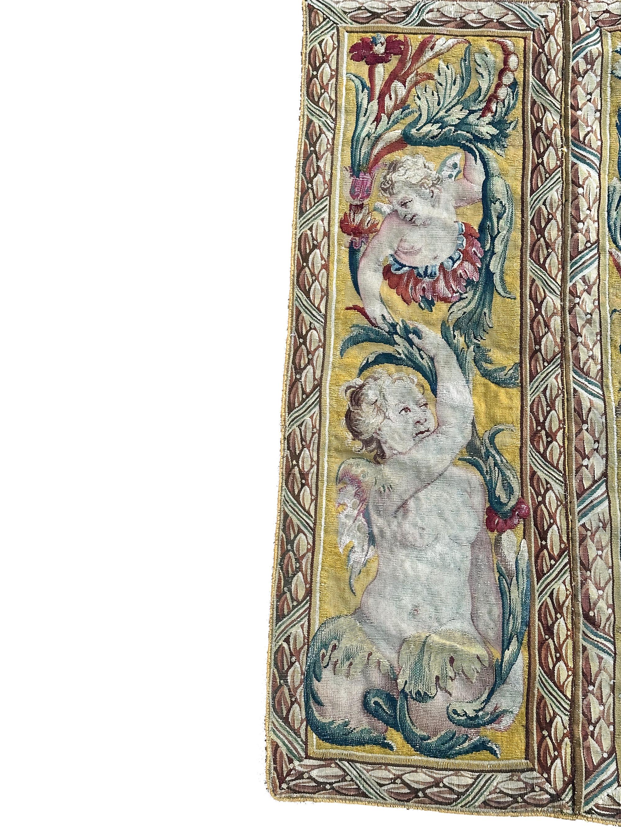 Hand-Knotted 18cen Extraordinaire Antique French Tapestry Louis XVI Beauvais 89x88cm Silk 3x3 For Sale