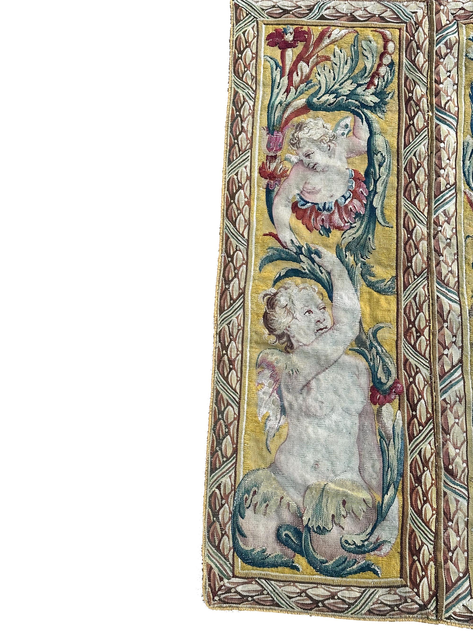 Hand-Woven 18cen Extraordinaire Antique French Tapestry Louis XVI Beauvais 89x88cm Silk 3x3 For Sale