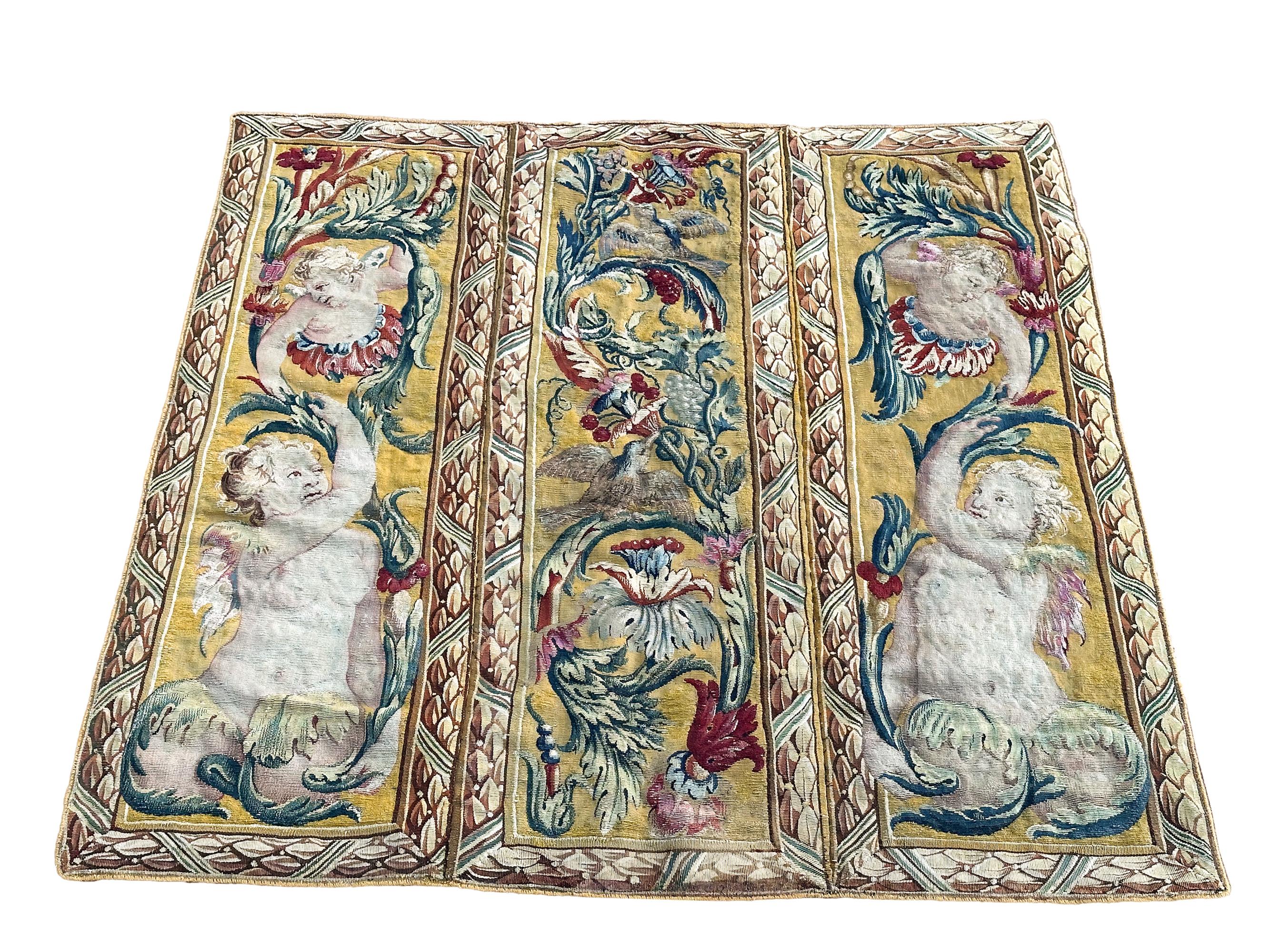 Wool 18cen Extraordinaire Antique French Tapestry Louis XVI Beauvais 89x88cm Silk 3x3 For Sale