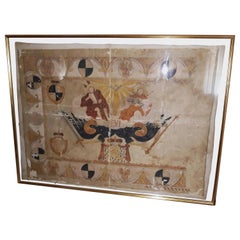 18cent Ancient Tapestry, Embroidered and Painted Silk, Stemma Ducato di Mantova