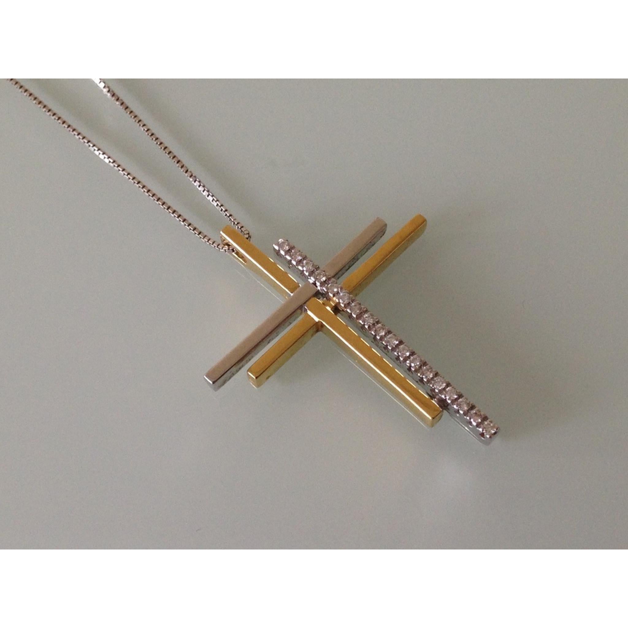 Collana di diamanti 18ct 750 FB Gioielli 0,18 carati
Datato anni '70 - '80

Oreficeria italiana Figaro Design / Oro bianco e giallo
Catena a scatola in oro bianco 9ct 375
Timbro con marchi della Provenza italiana e numero del produttore & 750
Fine