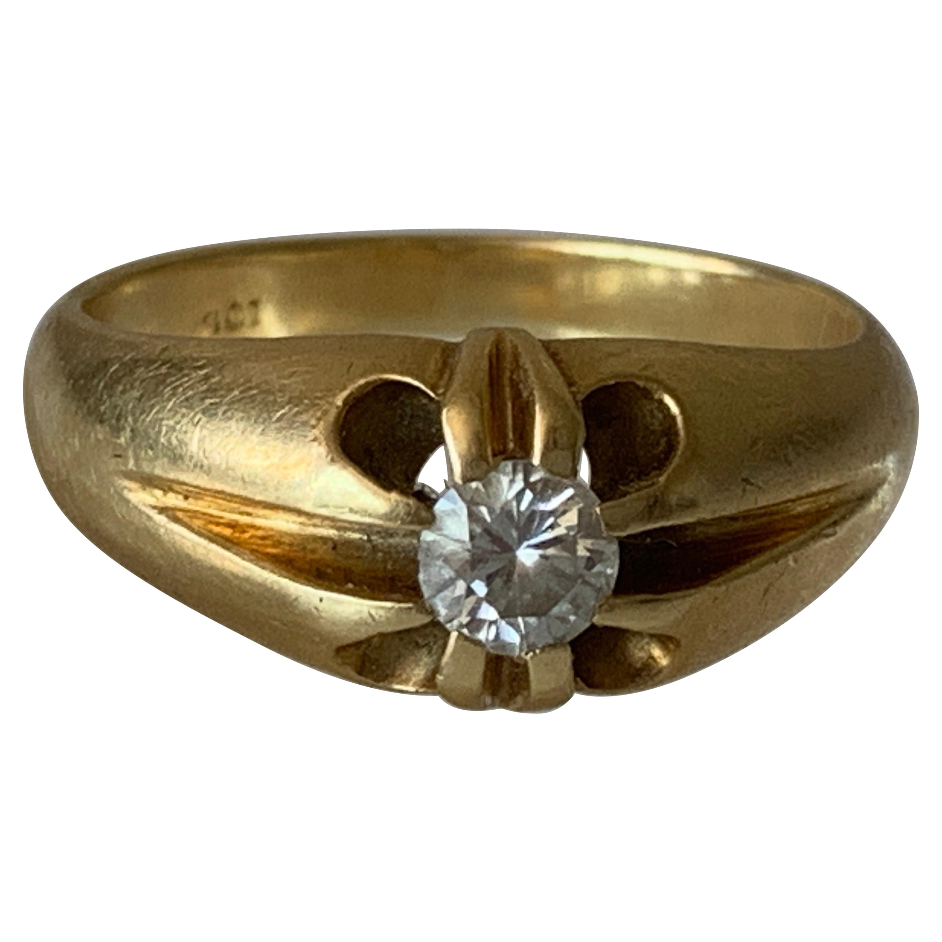 Bague édouardienne en or 750 millièmes (18ct) avec diamant de 0,25 carat en vente
