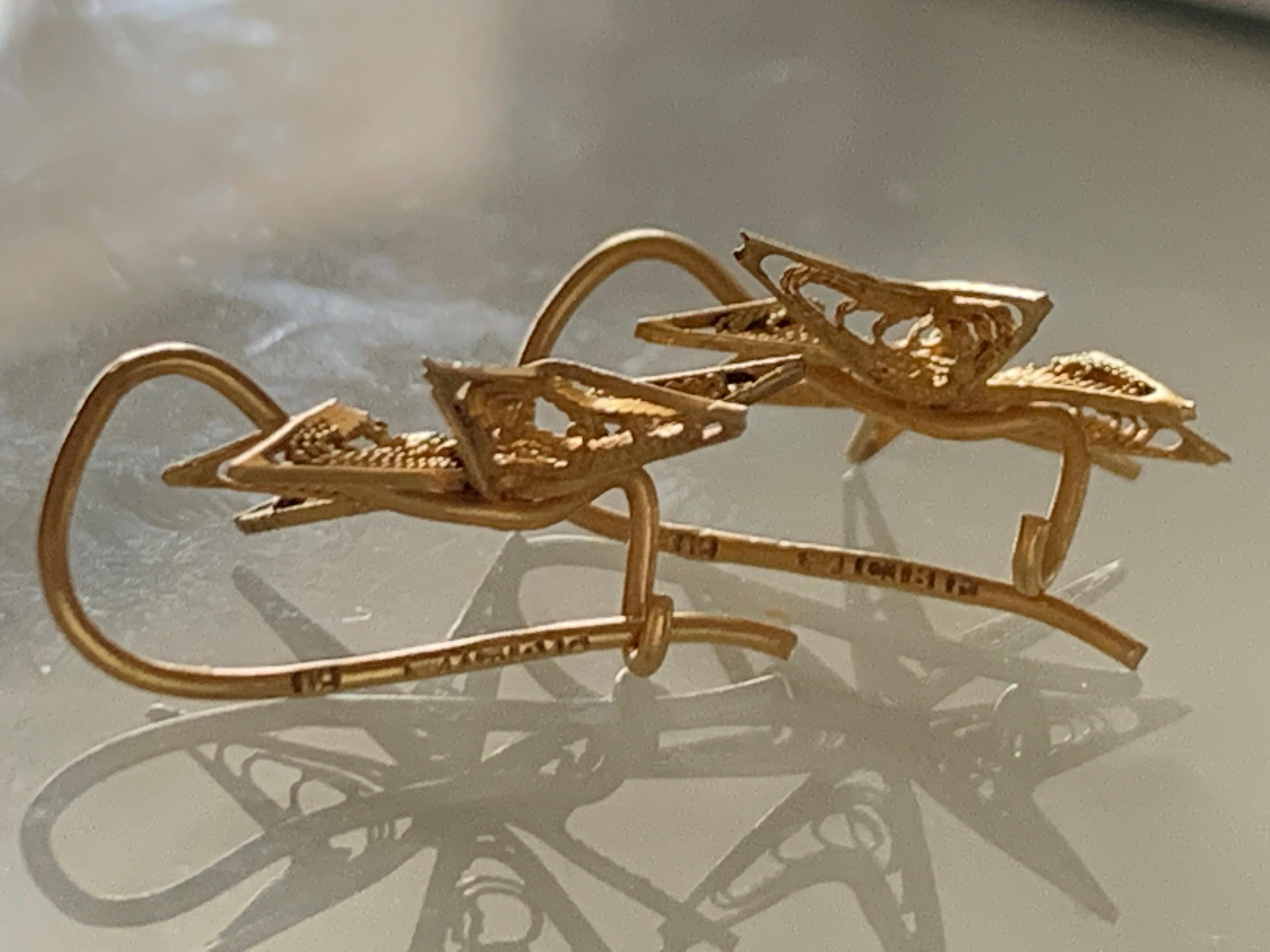 Collar y Pendientes Antiguos de Oro 750 18ct en venta 8