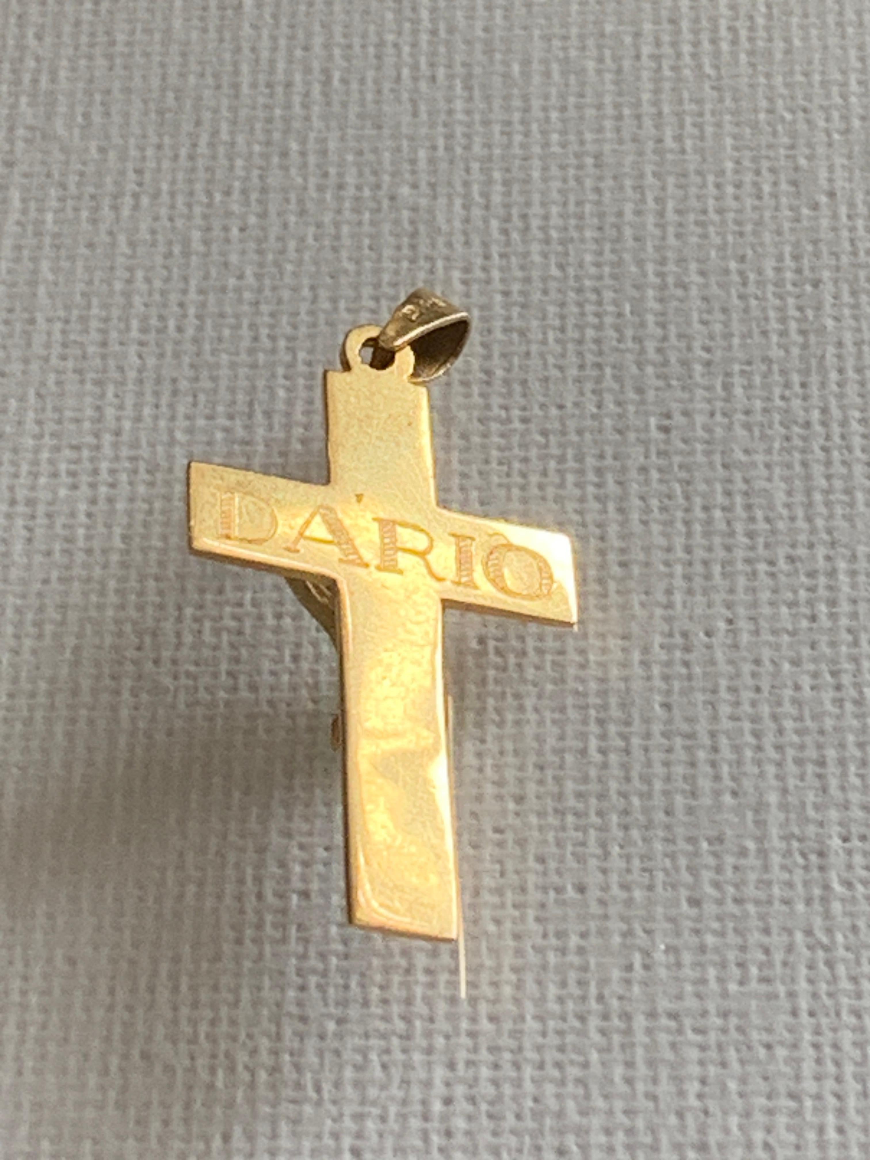 Croix en or 750 millièmes (18ct) avec inscription 