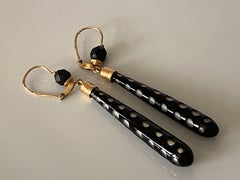 18ct 750 Gold French Antique Cameo Glass Drop Earrings