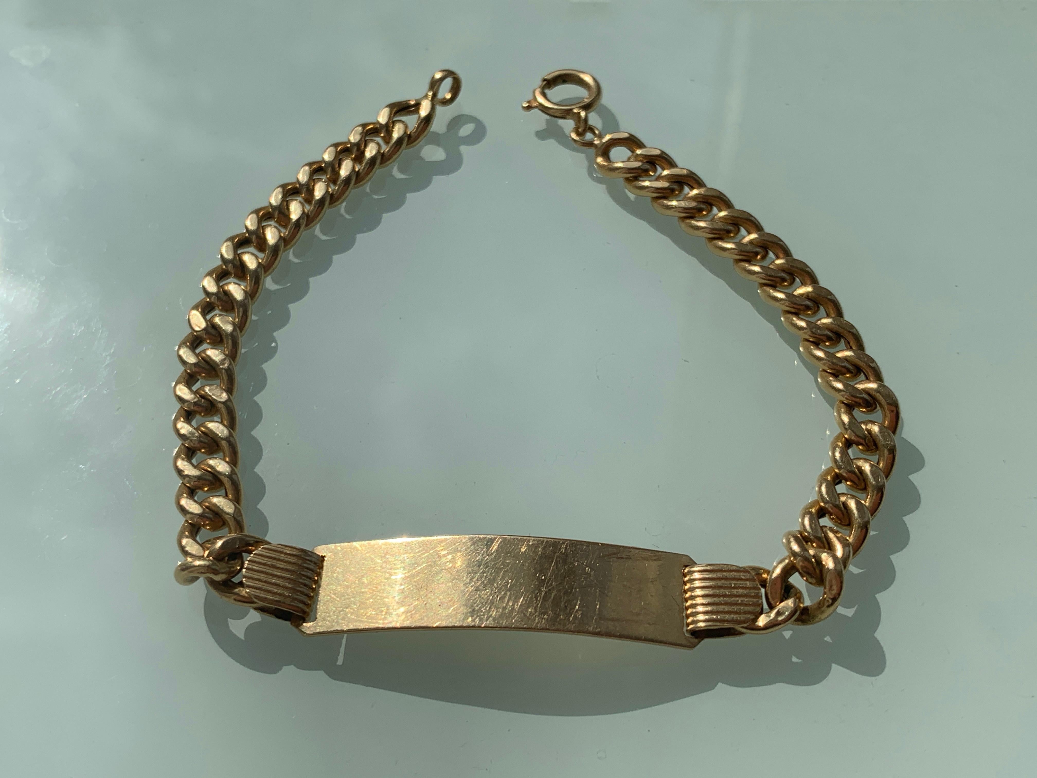 18ct 750 Italian Gold Vintage Identity Bracelet In Good Condition In London, GB