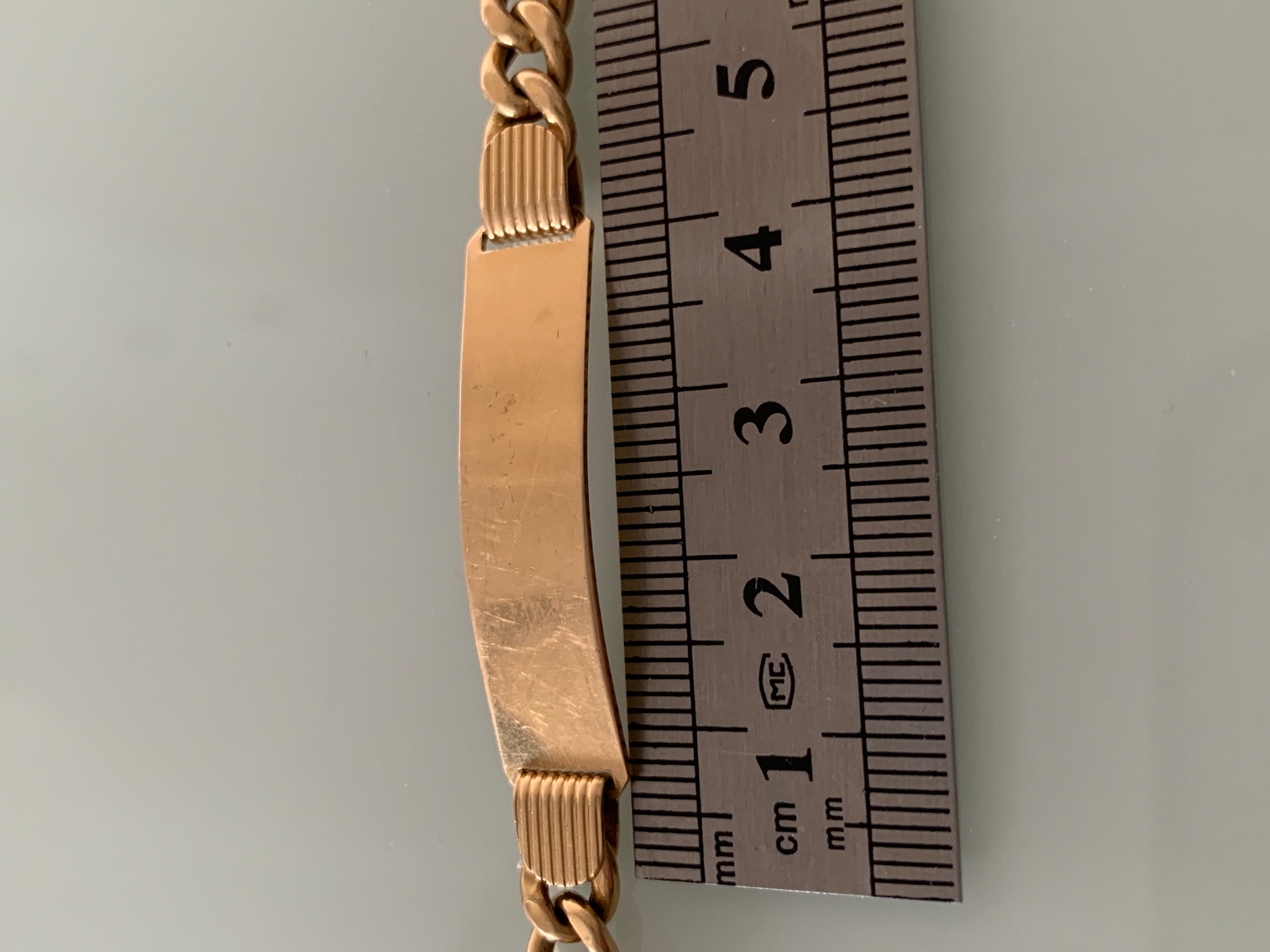 Women's or Men's 18ct 750 Italian Gold Vintage Identity Bracelet For Sale