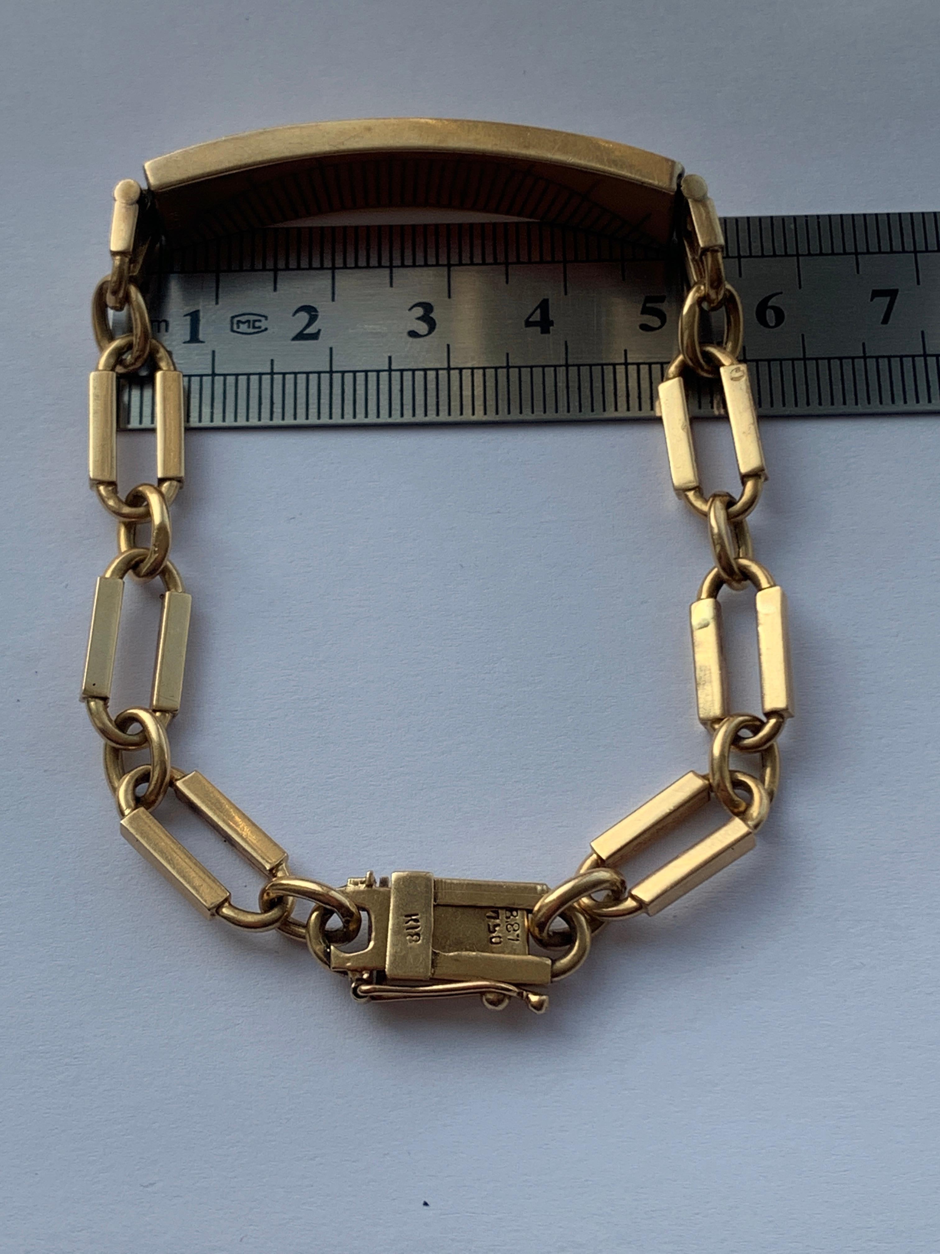 18ct 750 Vintage Gold Identity Bracelet  For Sale 3