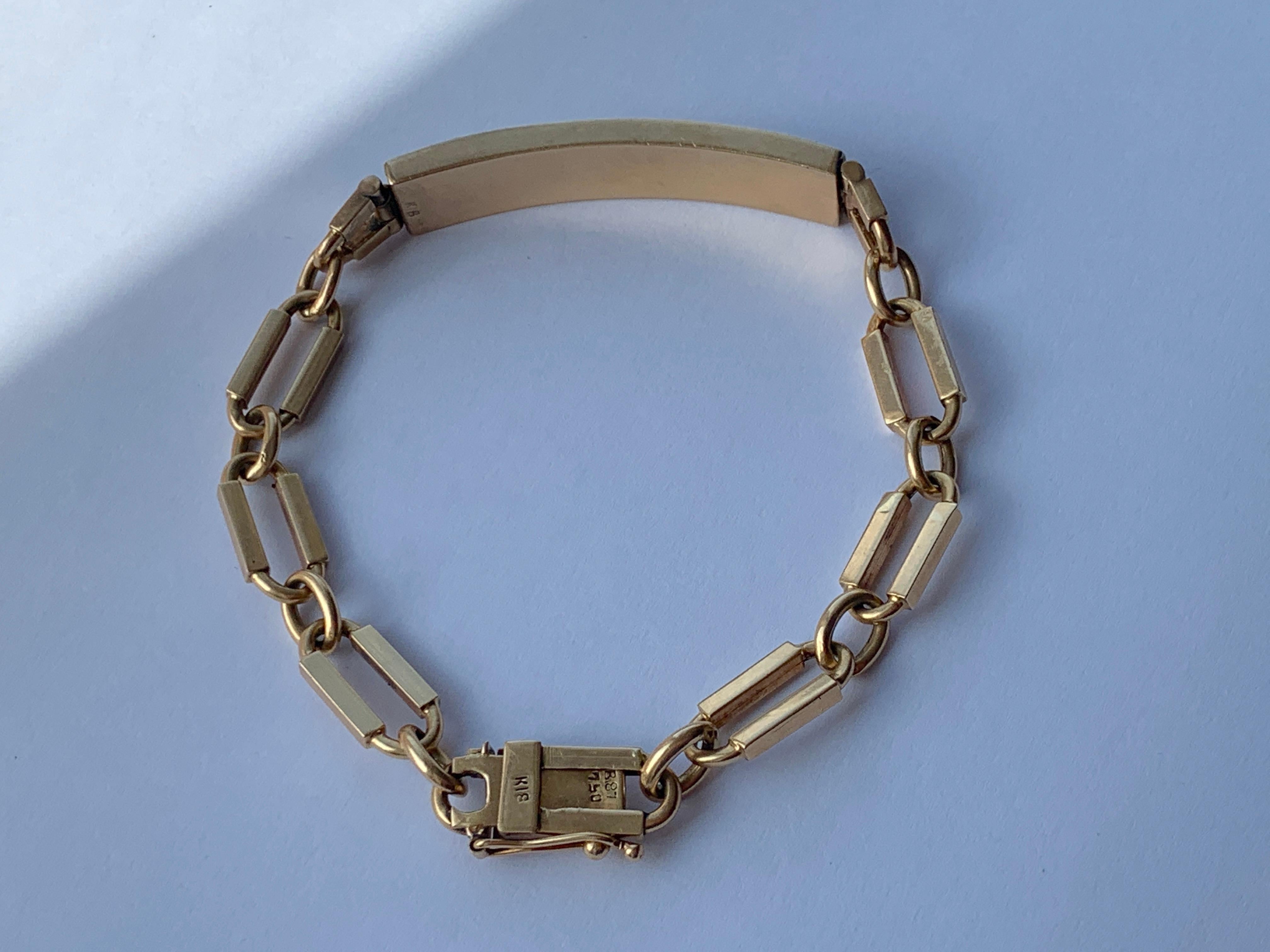 Rétro Bracelet d'identité vintage en or 18 carats 750  en vente