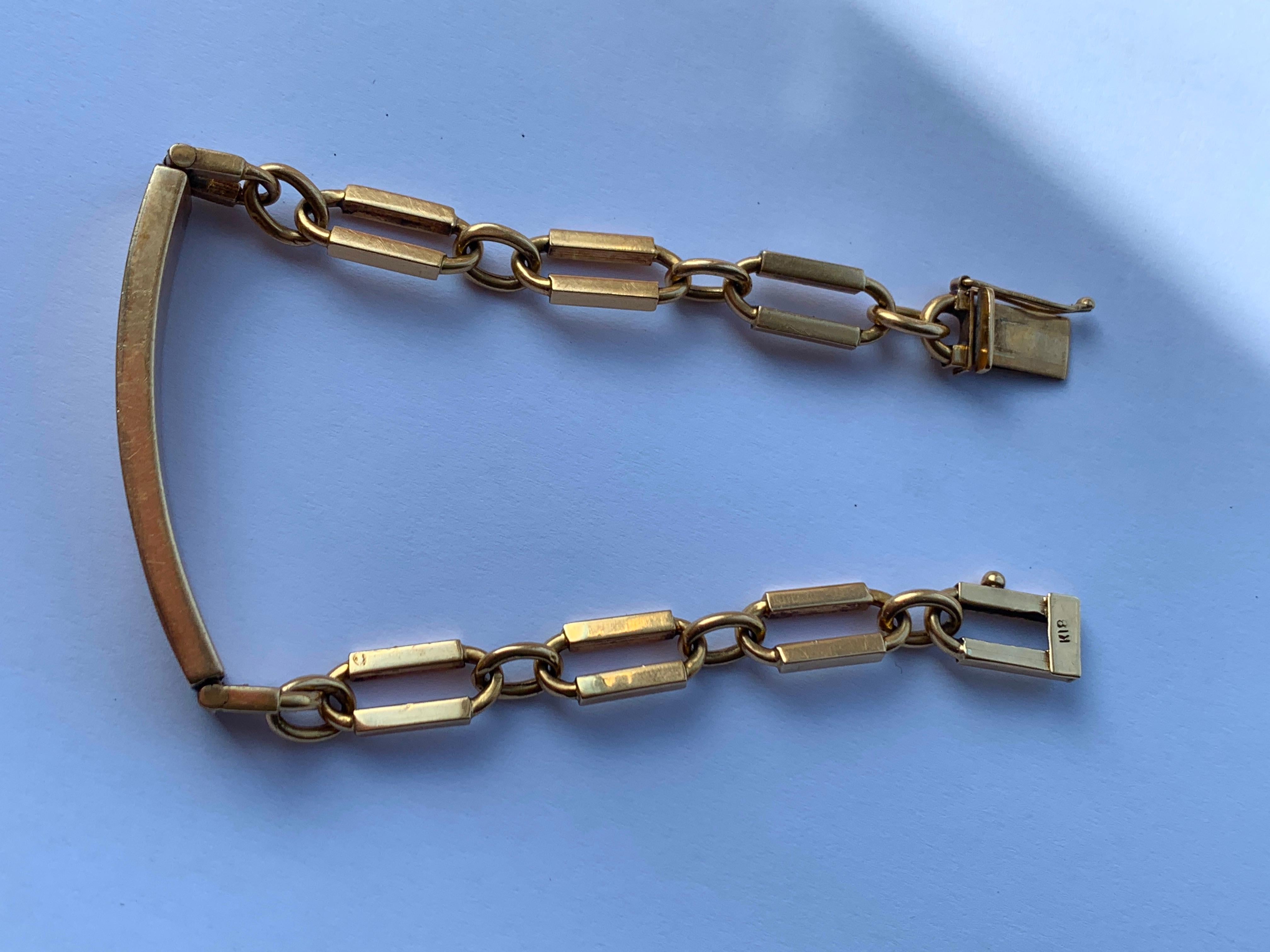 Bracelet d'identité vintage en or 18 carats 750  Bon état - En vente à London, GB