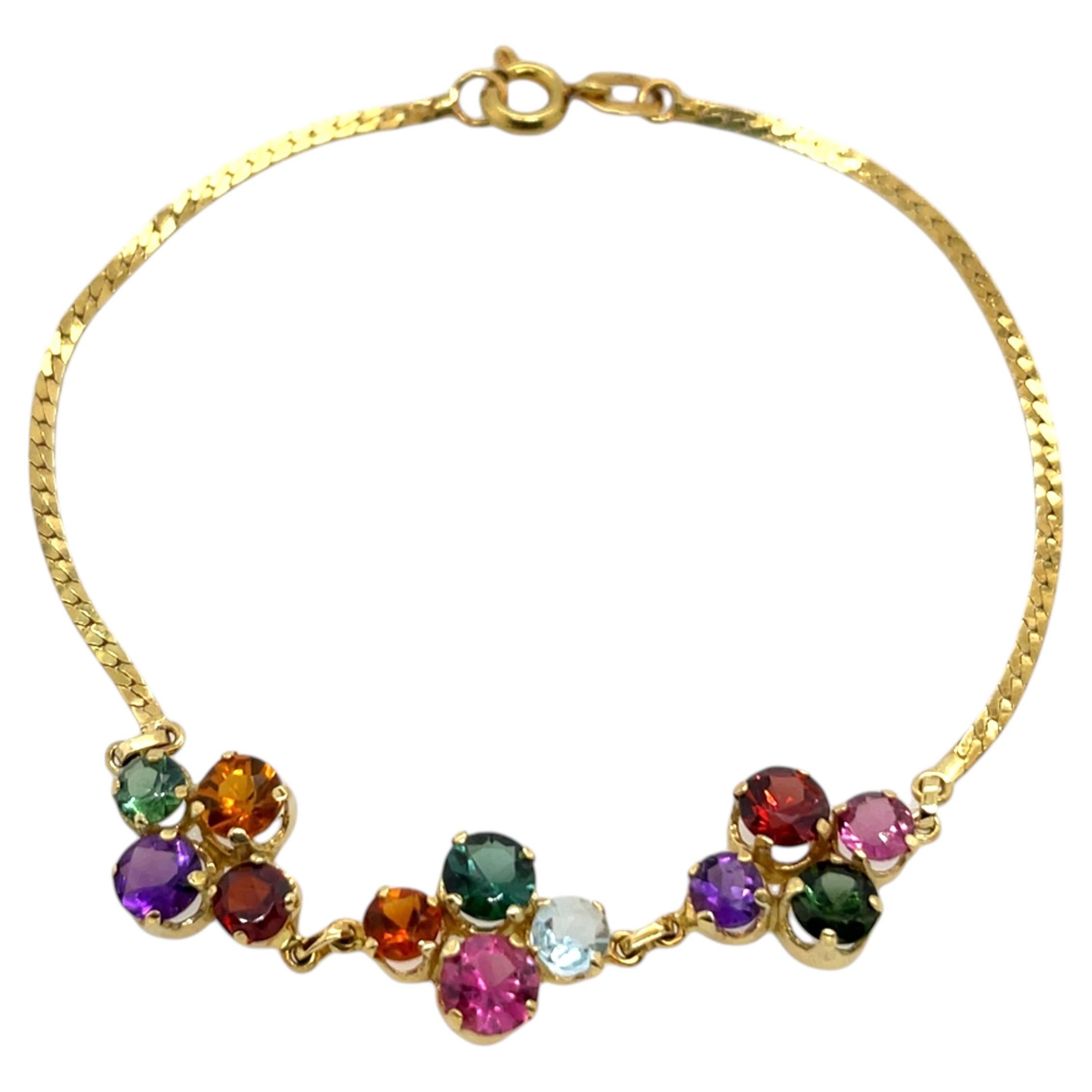 18ct & 9ct Yellow Gold Bracelet Set With Multi Colour Gemstones