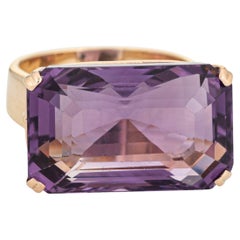 18ct Amethyst Ring East West Vintage 14k Yellow Gold Sz 7.5 Estate Fine Jewelry