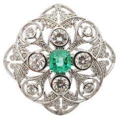 18ct Art Deco Style Emerald & 1.8ct TDW Diamond Cocktail Ring