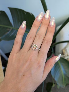 1.8Ct Bi-Color Tourmaline Ring with Earth-Mined Diamond Accents: Solid 14K Gold