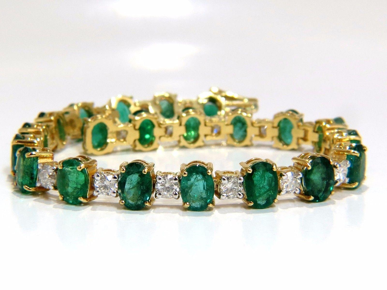 18ct bright forest vivid green natural emerald diamonds tennis bracelet 14kt 1