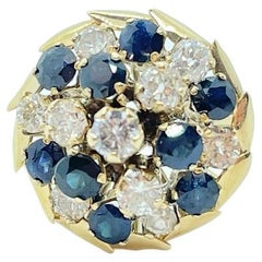 18ct Carat Yellow Gold Sapphire and Diamond Cocktail Ring Circa 1960 Valuation