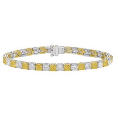 18ct Fancy Yellow & White Cushion Diamond Alternating Bracelet