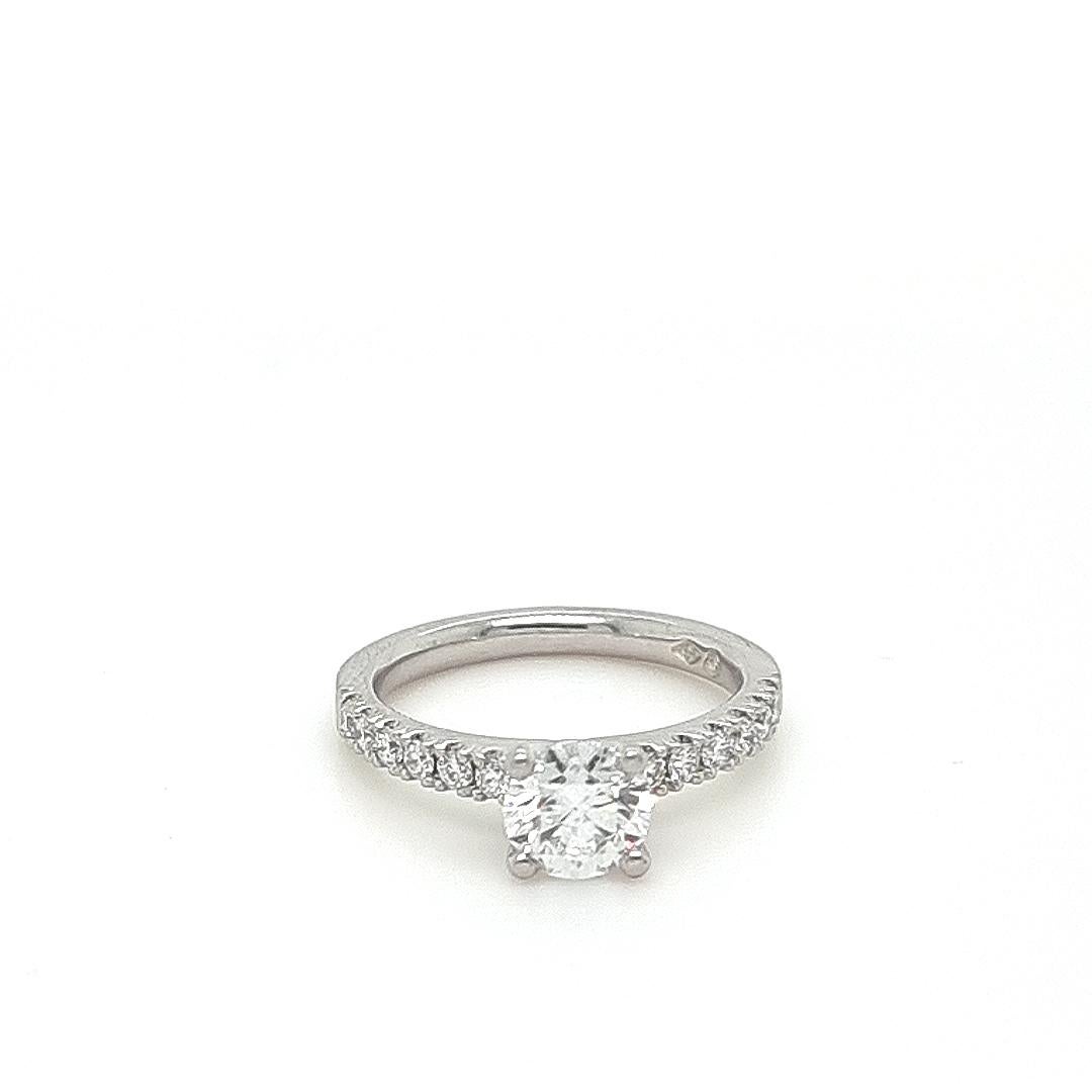 18Ct GIA White Gold Diamond Tiffany Style Engagement Ring In Excellent Condition In SYDNEY, NSW