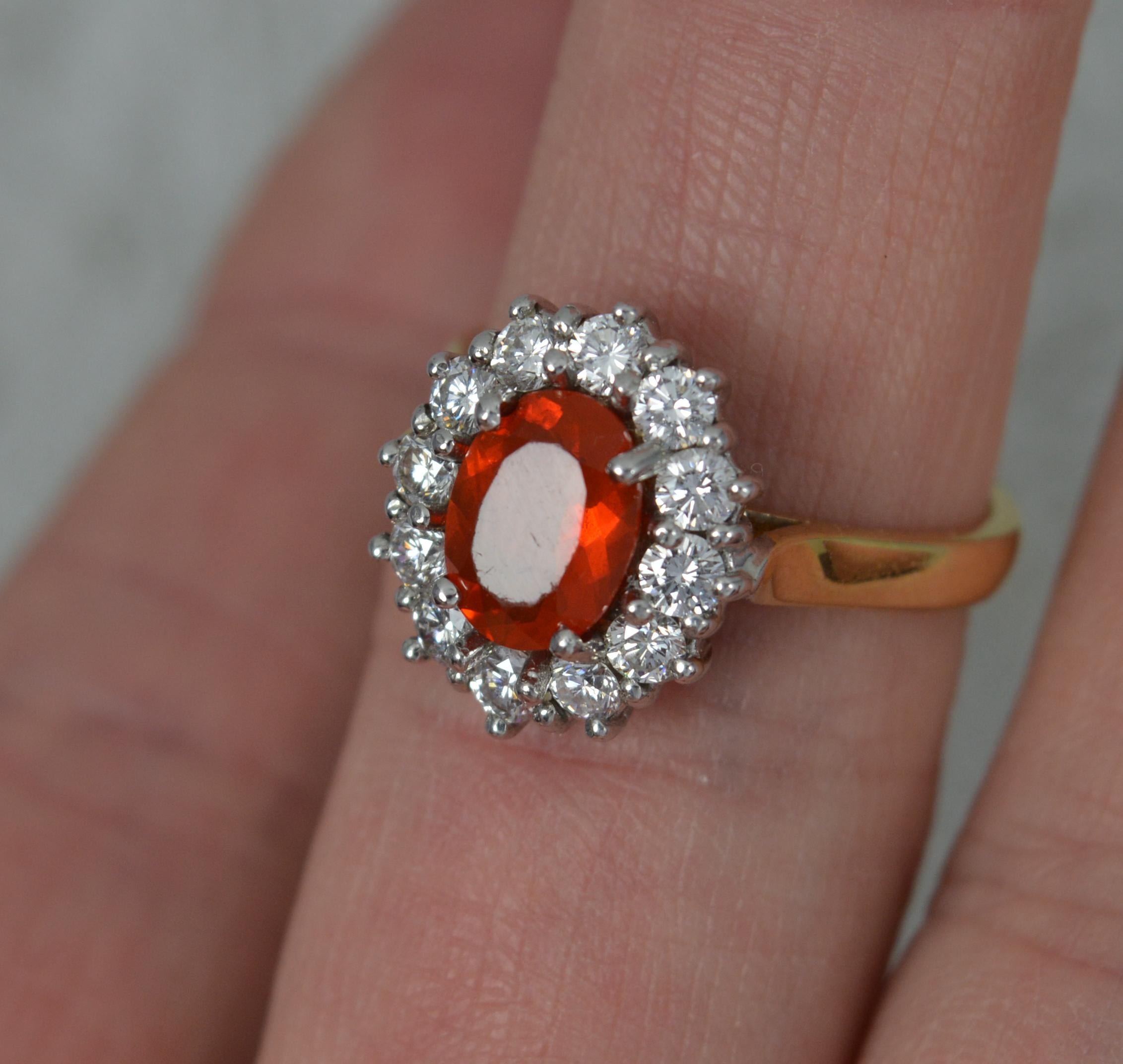 18ct Gold 0.78ct Fire Opal and 0.74ct Diamond Cluster Ring 3