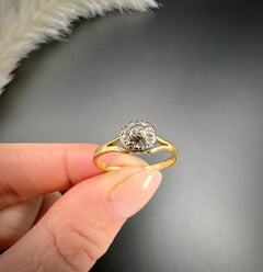 Anello a margherita in oro 18ct anni '20 con diamante e testa di unicorno australiano, marchio di garanzia