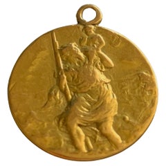 Retro 18ct Gold 1930s French St.Christopher Pendant 
