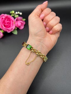 18ct Gold, 1940er Jahre Citrin, Aquamarin, Turmalin, Amethyst Harlekin-Armband