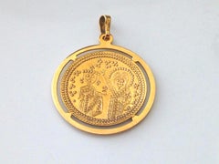 18ct Gold 1950s Danish Design Religious Pendant
