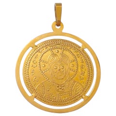 Vintage 18ct Gold 1950s Danish Design Religious Pendant