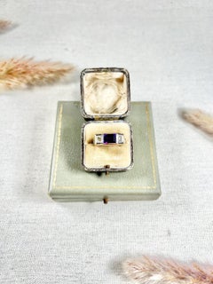 18ct Gold 1950s Emerald Cut Amethyst Brilliant Cut Diamond Snake Fraternity Ring