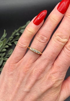 18ct Gold and Diamond 5 Stone Carved Half Hoop Ring, Hallmarked Birmingham 1914