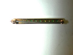 18 Carat Gold and Multi-Cabouchon Jade Bar Brooch Dated circa 1920, Hong Kong