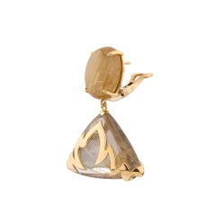 18ct Yellow Gold and Rutilated Quartz 'Flaming Lamborghini' Cocktail Earrings