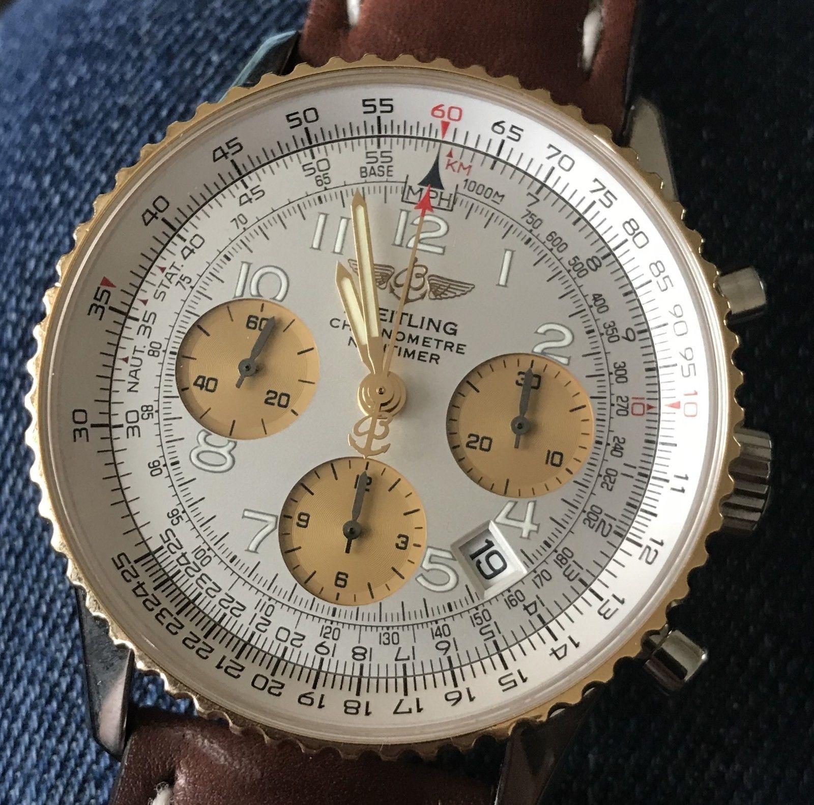 18Ct Gold and Steel Breitling Navitimer D23322 Wristwatch, Full Set Box Papers 1