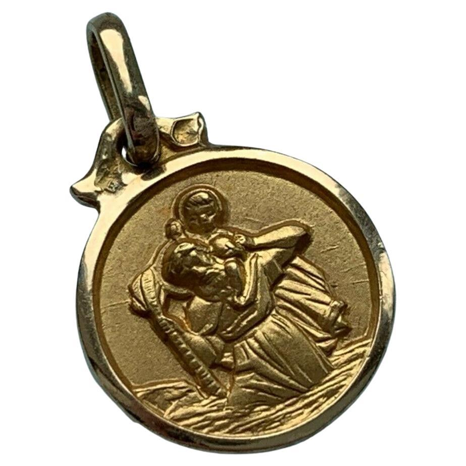 Pendentif religieux européen ancien en or 18 carats en vente