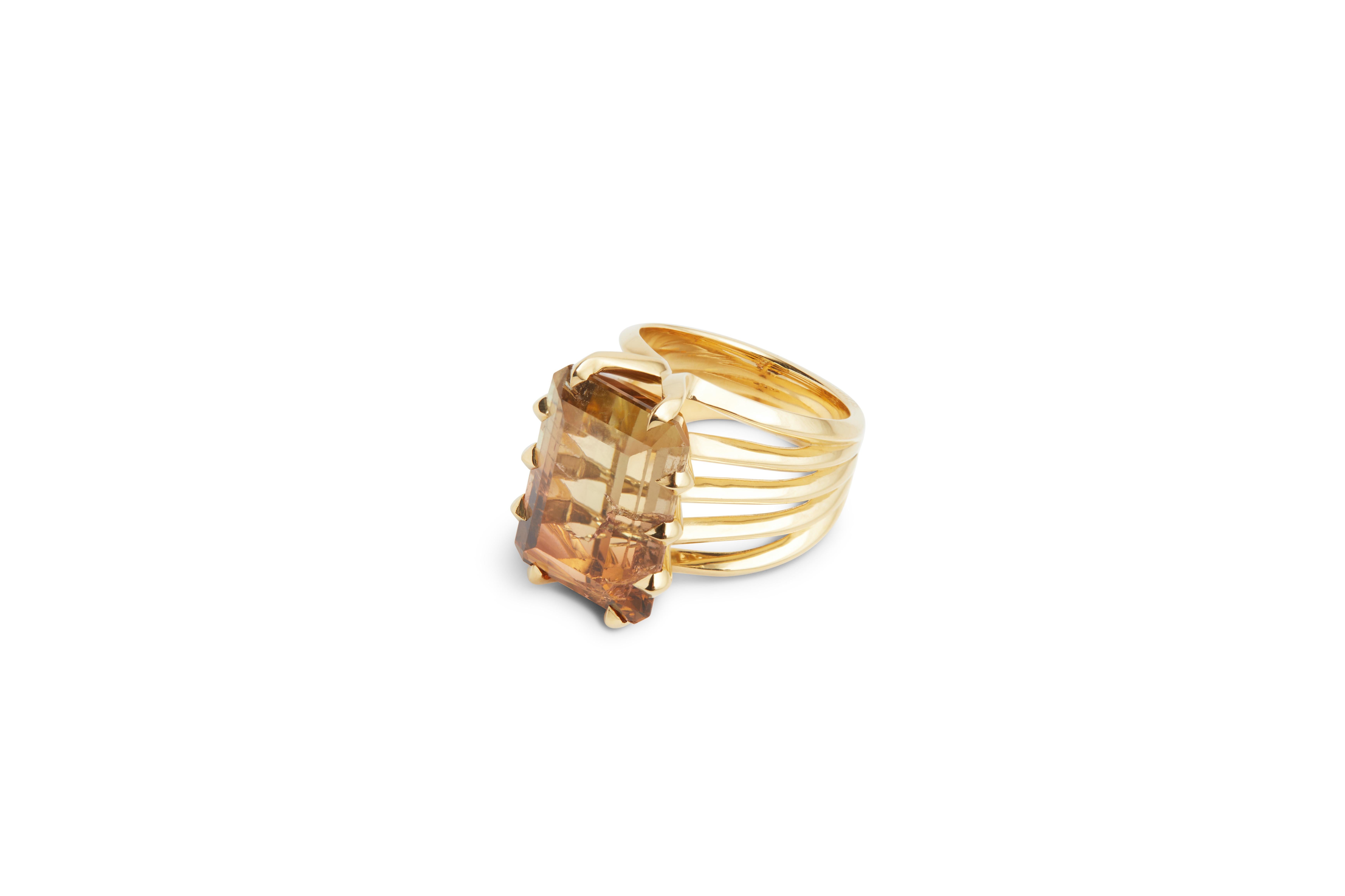 18ct Gold & Bi-colour Tourmaline Ring For Sale 2