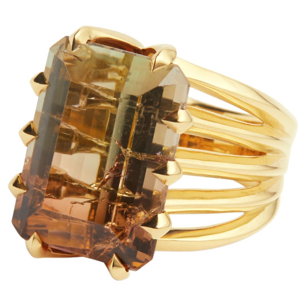 18ct Gold & Bi-colour Tourmaline Ring For Sale