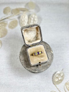 18ct Gold Birmingham Hallmarked Edwardian Suffragette Amethyst and Peridot Ring