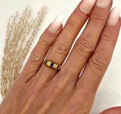 18ct Gold, Birmingham Hallmarked, Victorian Sapphire & Diamond Five Stone Ring