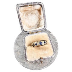 Antique 18ct Gold Birmingham Hallmarked Victorian Sapphire Diamond Five Stone Ring