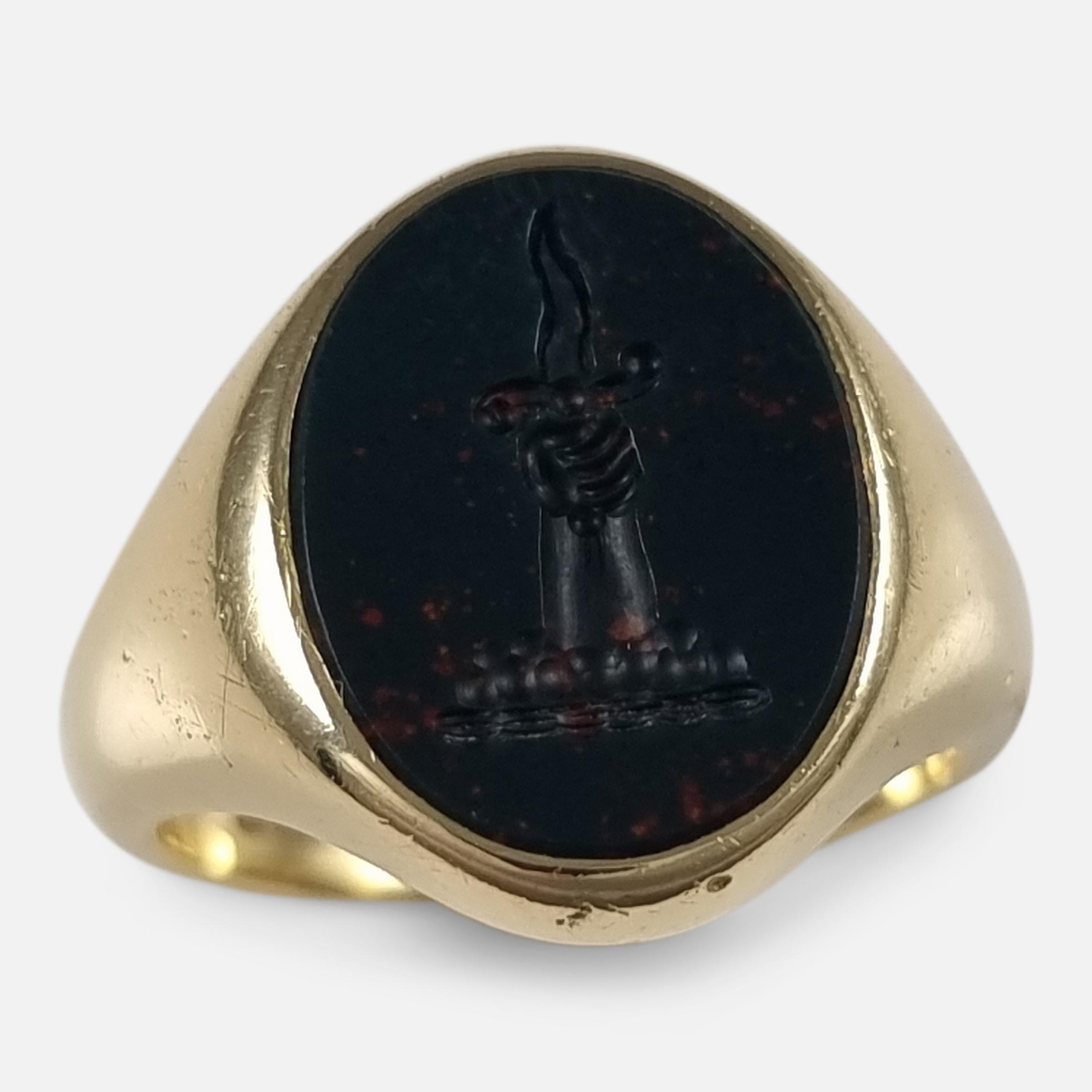 18ct Gold Bloodstone Intaglio Signet Ring, 1999 For Sale 5