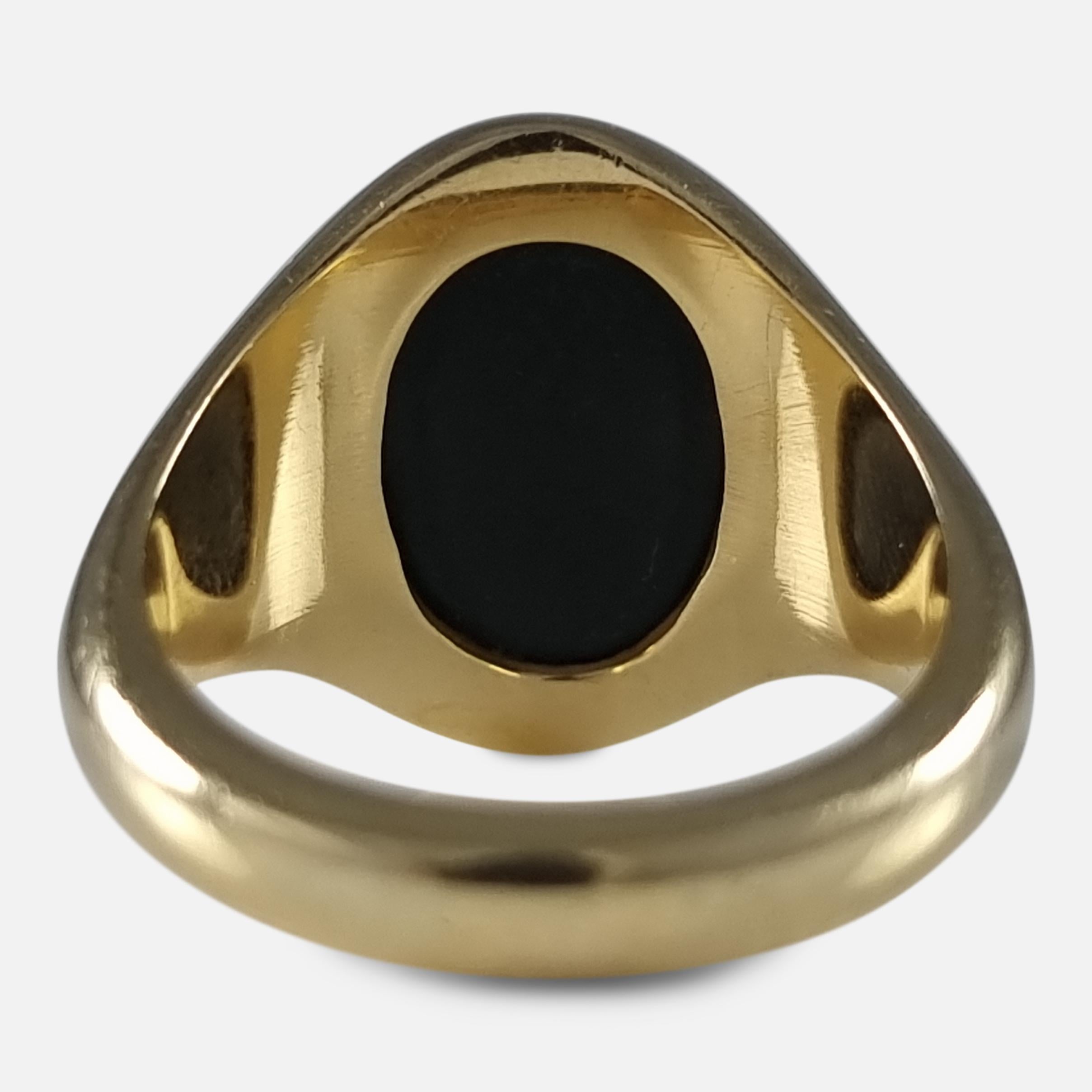 Women's or Men's 18ct Gold Bloodstone Intaglio Signet Ring, 1999 For Sale