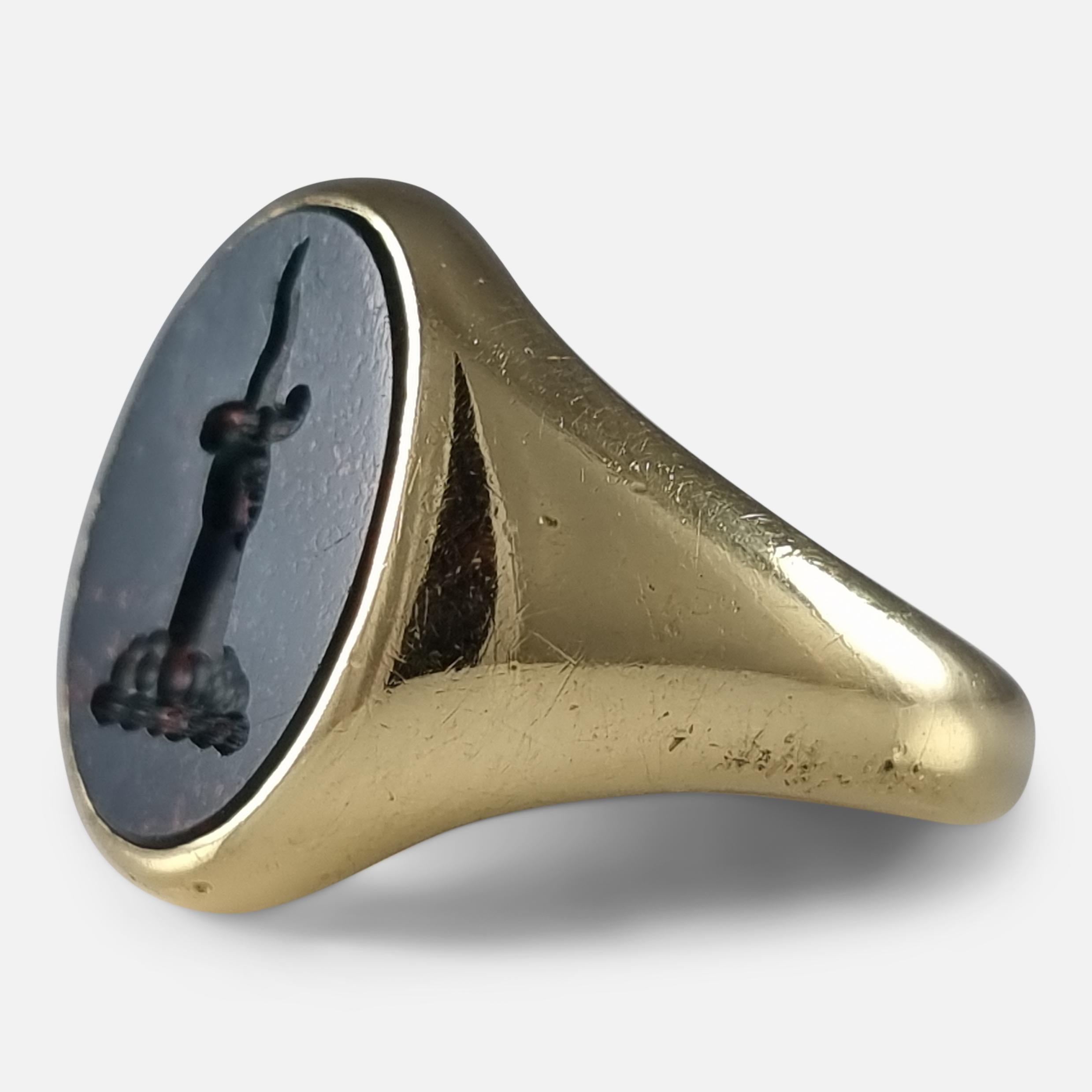 18ct Gold Bloodstone Intaglio Signet Ring, 1999 For Sale 2
