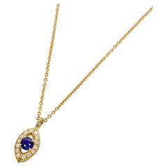 18ct Gold Blue Sapphire Evil Eye Necklace