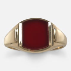 18 Karat Gold Karneol Siegelring, signiert, 1958