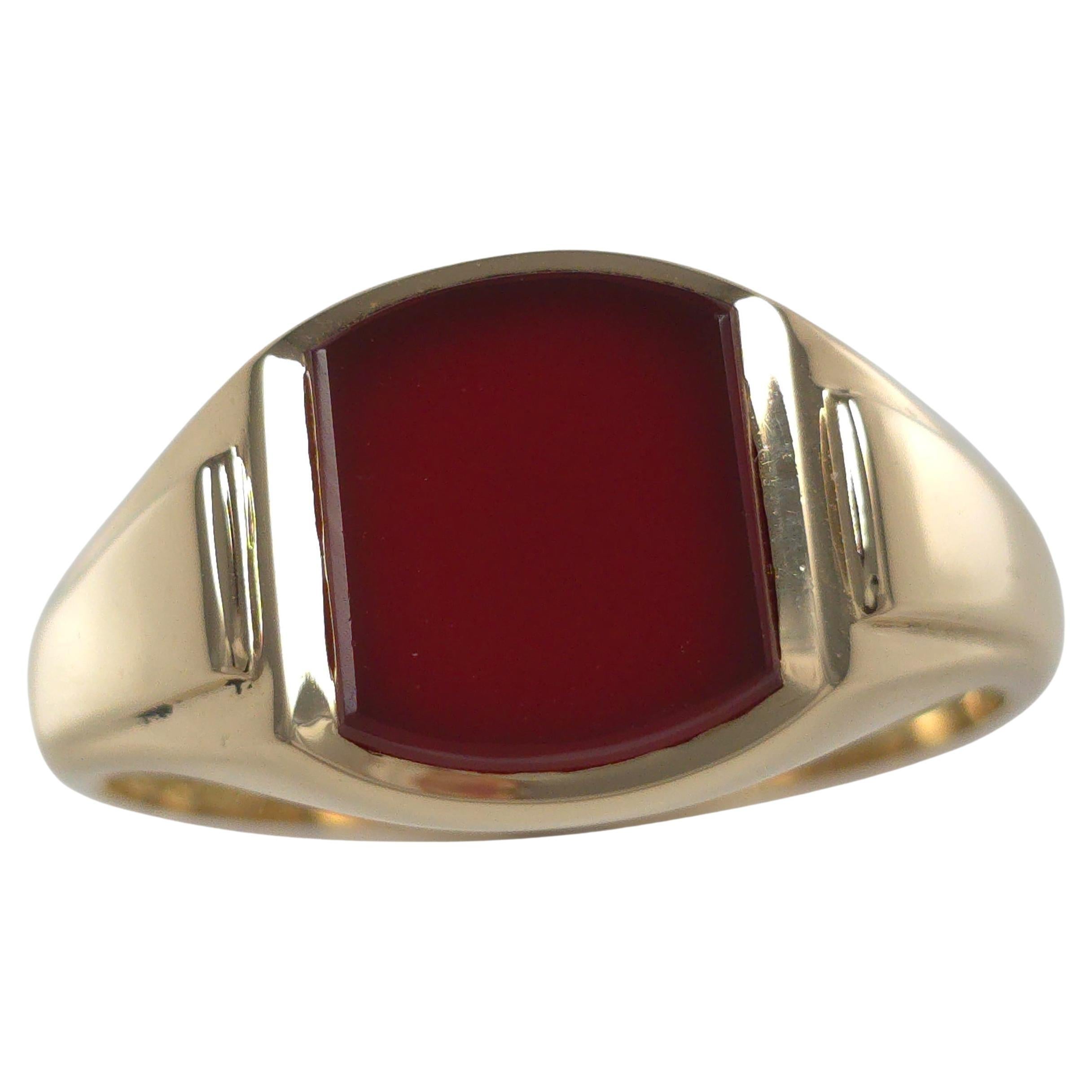 18ct Gold Carnelian Signet Ring, 1958 For Sale