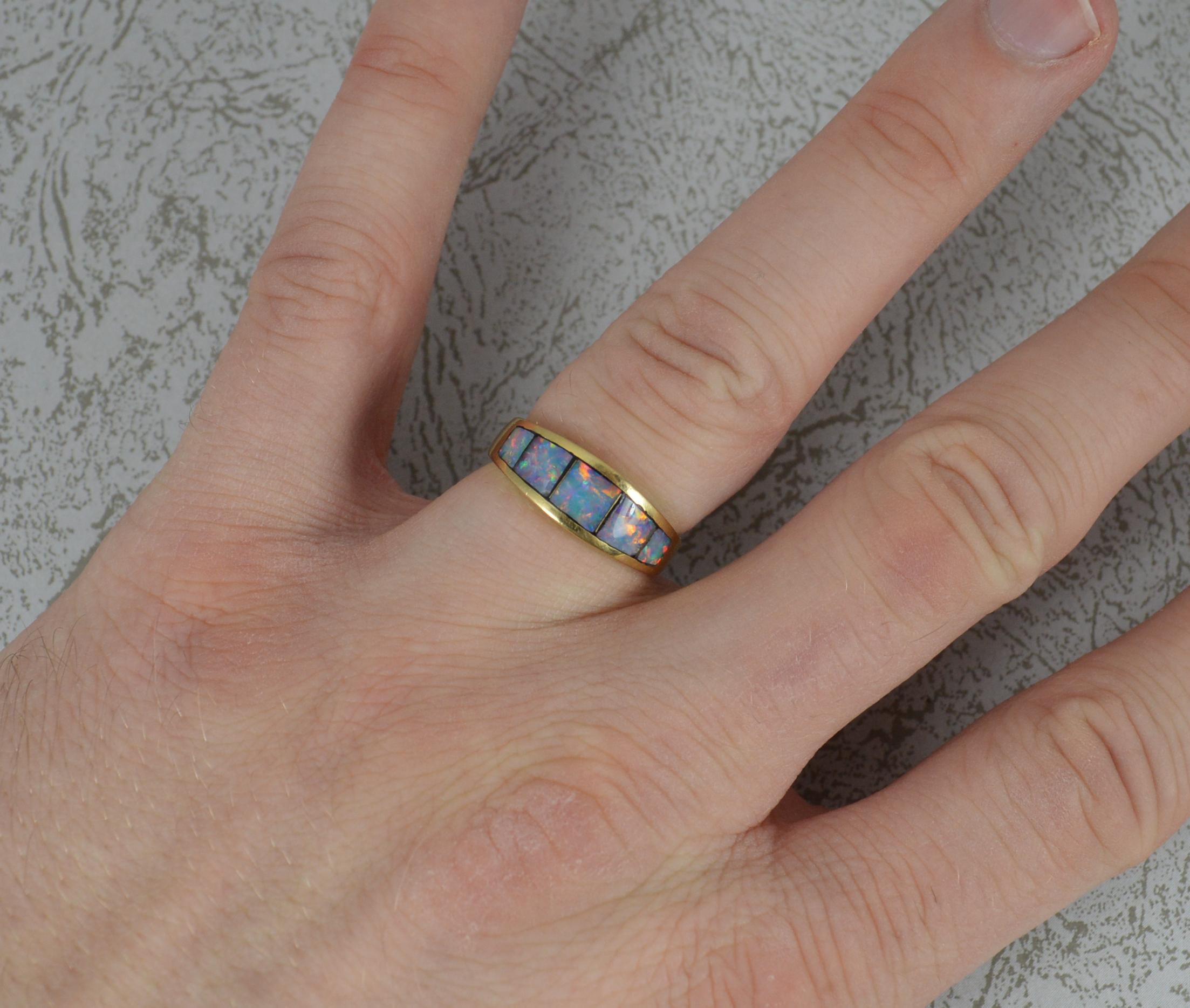 18 Carat Gold Colourful Opal Triplet Band Stack Ring 1