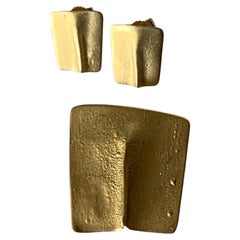 18ct Gold Contemporary Artisan designer Pendant & Earrings set