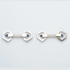 18ct Gold Cufflinks with Sugarloaf-Cut Blue Stones