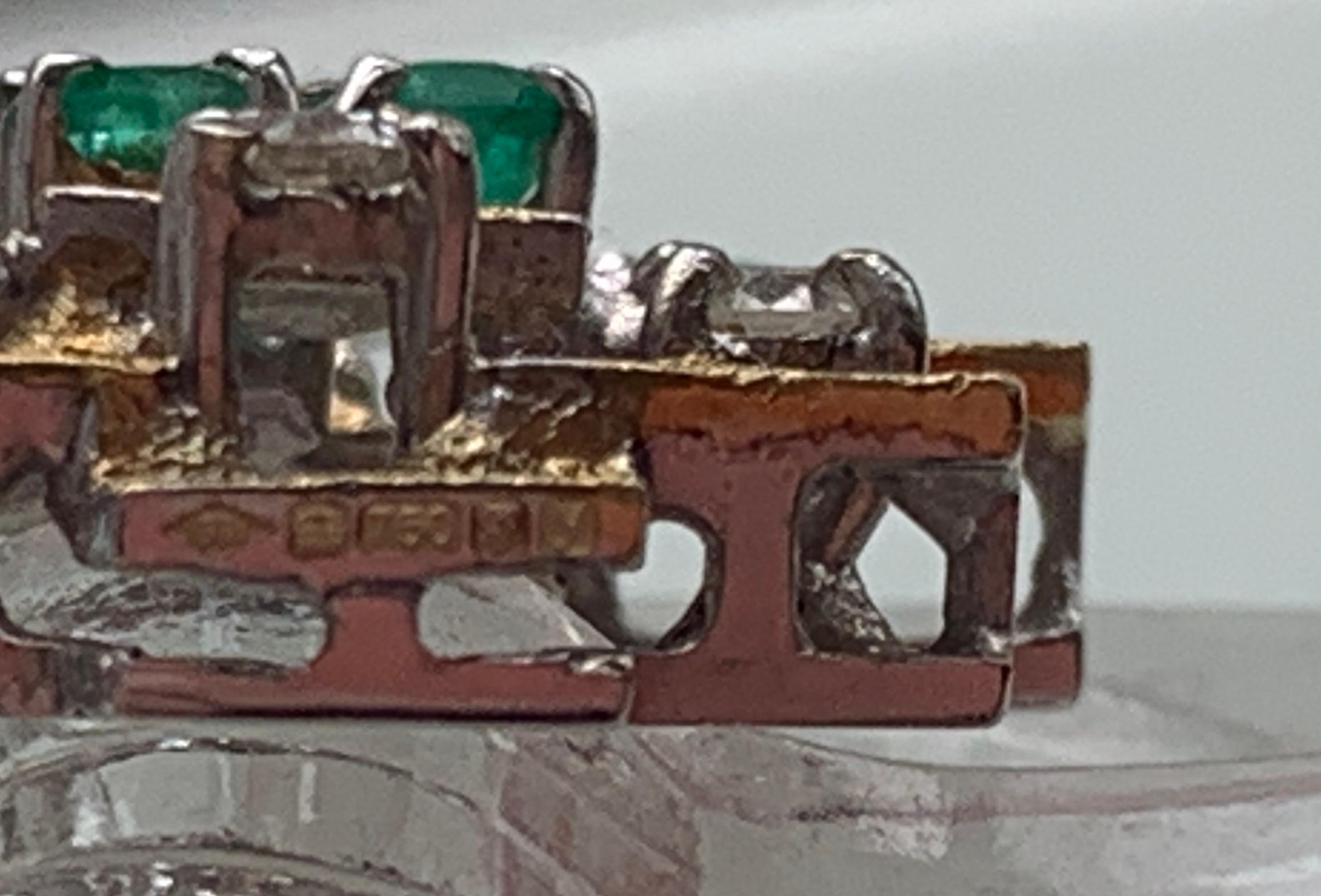  Pendentif en or 18 carats, diamant et émeraude Unisexe 