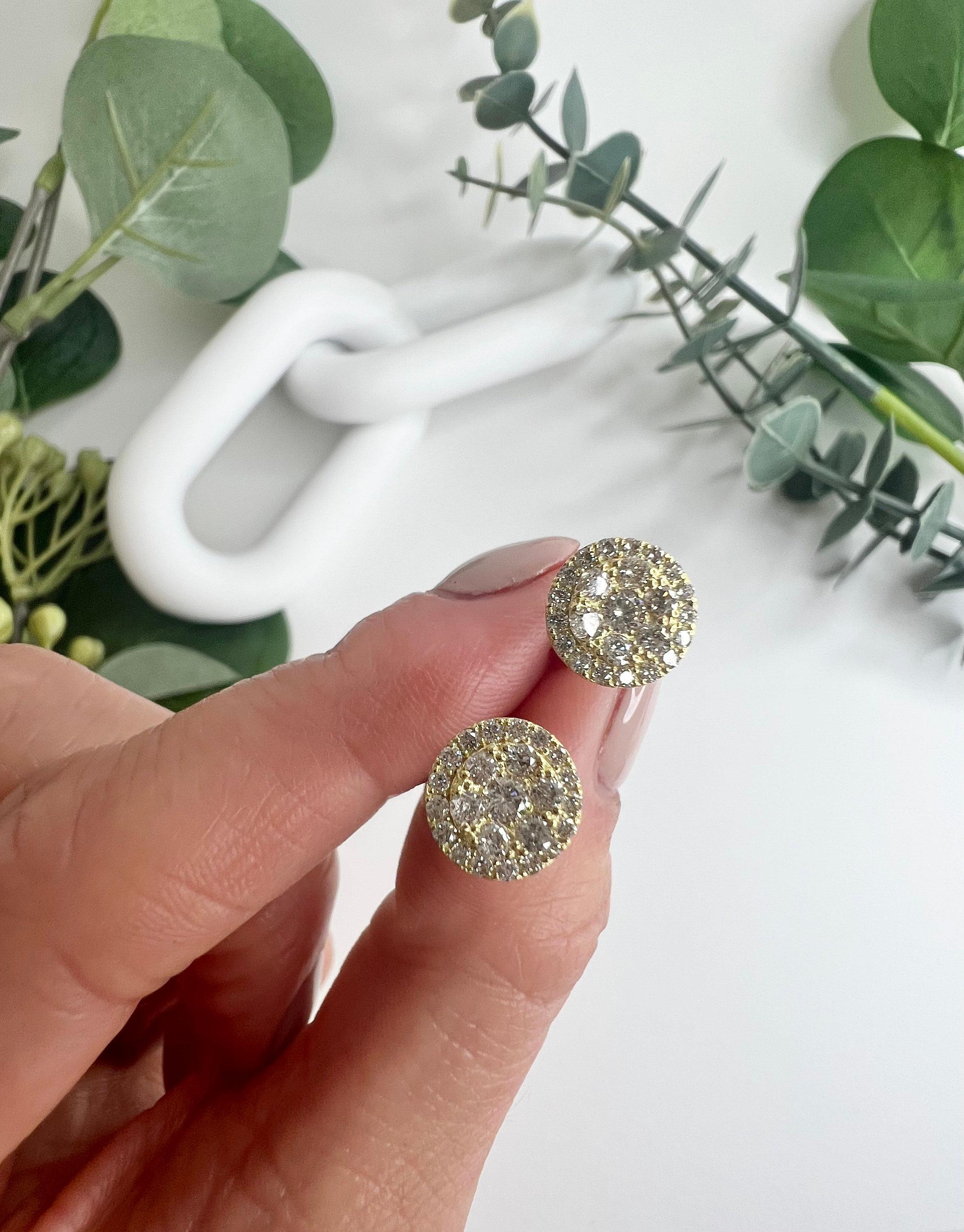 18 Karat Gold Diamant-Cluster-Ohrringe im Angebot 6